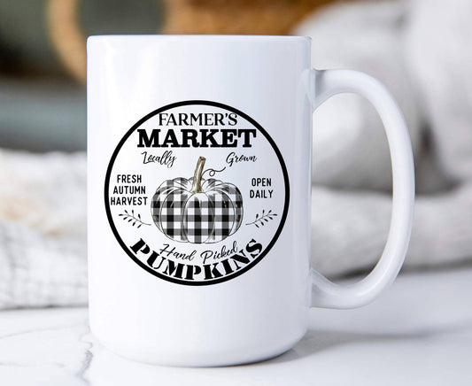Fall Autumn Farmer Plaid Pumpkin Coffee Mugs