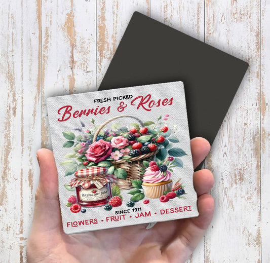 Berries and Roses Farmhouse Magnet Fridge - Sets of 2