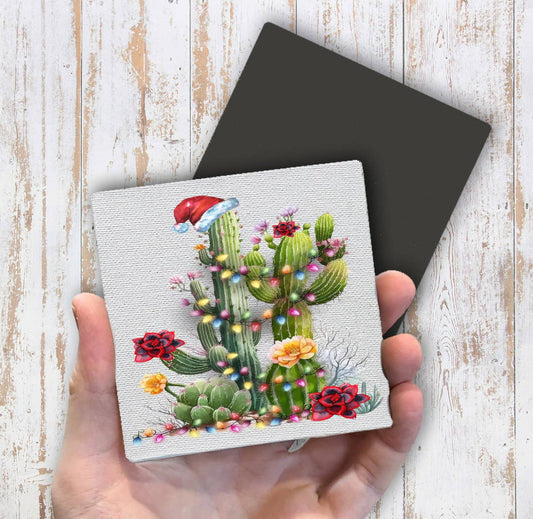 Christmas Saguaro Cactus Western Magnet Fridge - Sets of 2