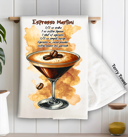 Summer Cocktail Espresso Martini Kitchen Terry Towel