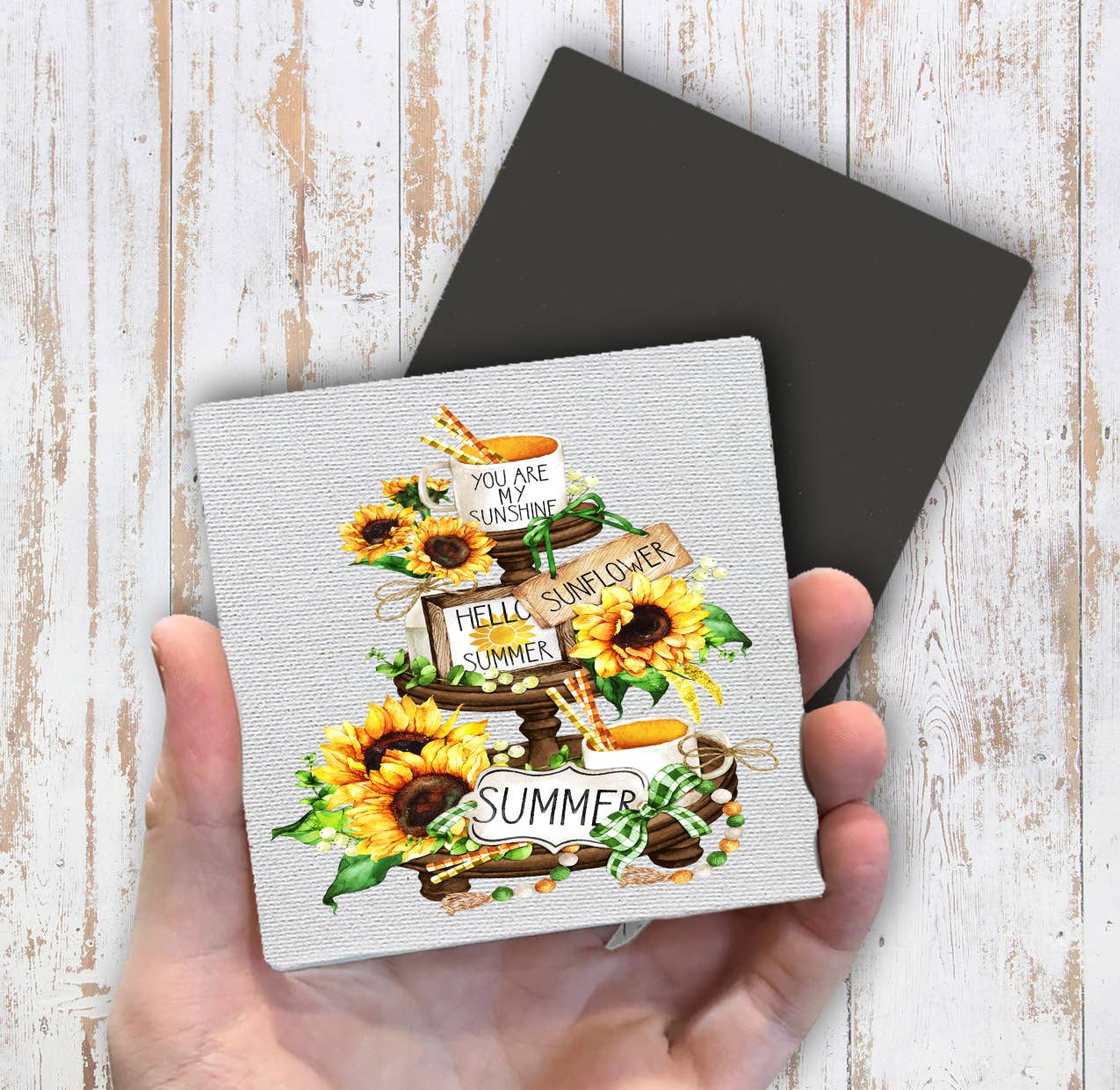 Summer Sunflower 3 Tier Tray Magnet Fridge - Sets of 2