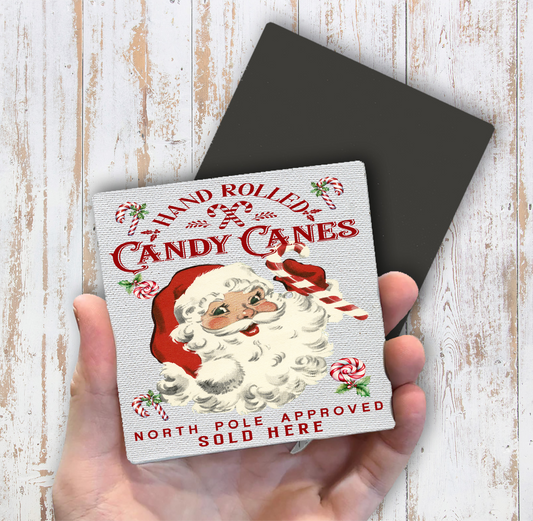 Christmas Candy Cane Vintage SantaMagnet Fridge (Set of 2)