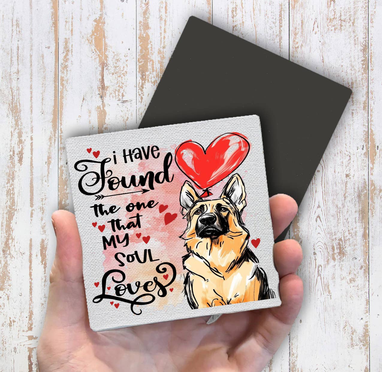 Dog Shepherd Found My Love Valentine Magnet Fridge - Sets of 2