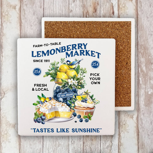 Lemon Berry Market Farm to Table Stone Coaster
