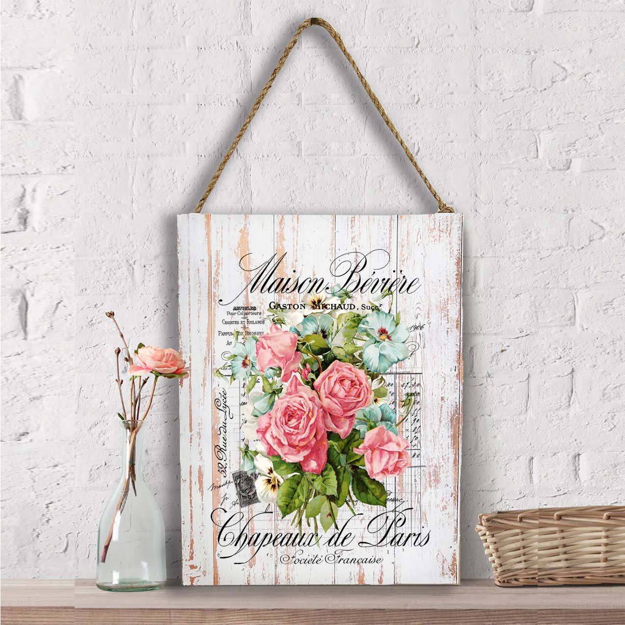 Vintage French Roses Paris Wall Decor