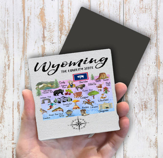 Wyoming State Map Souvenir Magnet Fridge - Sets of 2