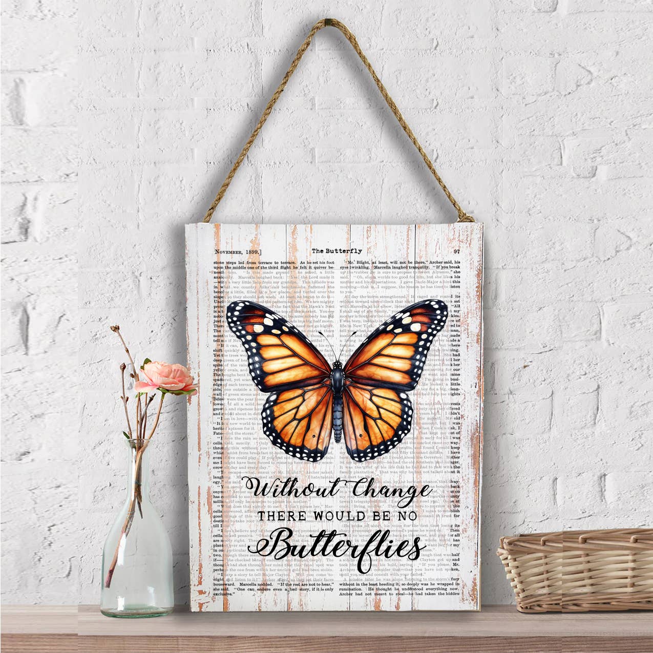 Vintage Monarch Butterfly Quote Wall Decor