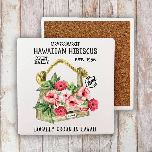 Hawaii State Flower Hibiscus Souvenir Stone Coaster
