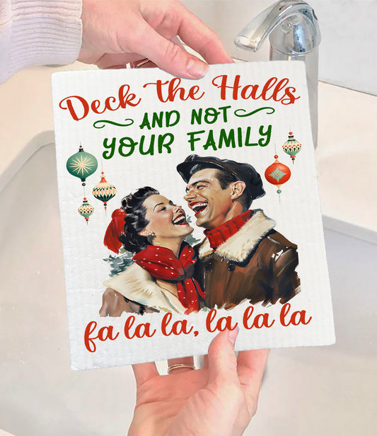 Christmas Funny Deck the Halls Swedish Discloth (Set of 2)