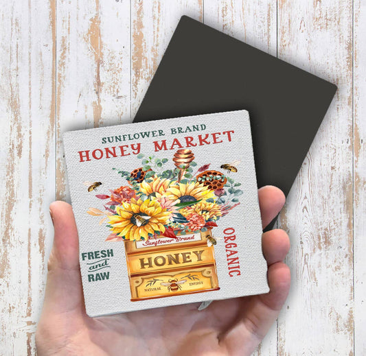 Modern Farmhouse Honey Market Bees Magnet Fridge - Sets of 2