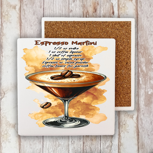 Summer Cocktail Espresso Martini Stone Coaster (Set of 2)