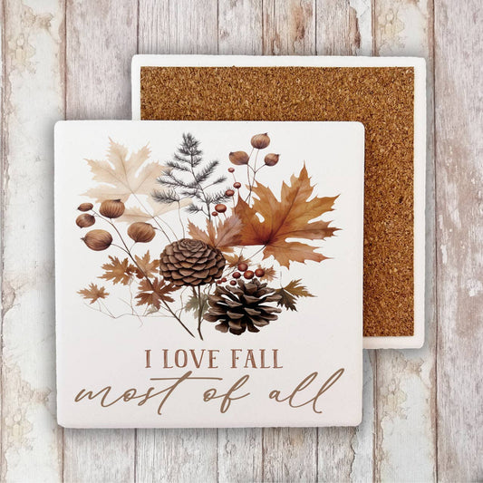 Autumn Love Fall Most of All Stone Coaster-Sets of 2
