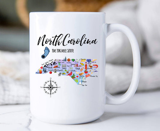 North Carolina State Map Souvenir Coffee Mug