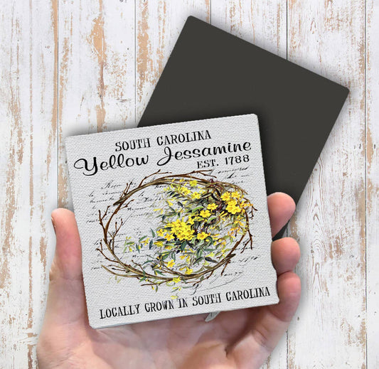 South Carolina State Flower Jessamine Magnet Fridge - Sets of 2