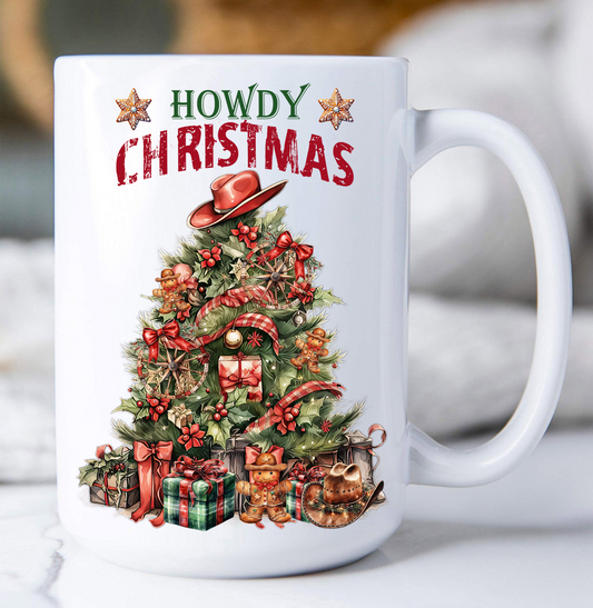 Western Howdy Christmas Tree Coffee Mug