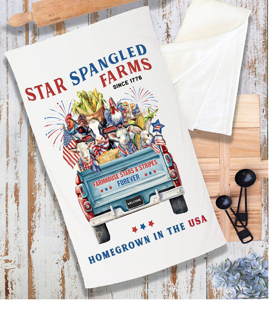 Country 4th of July Patriotic Farm Animals Terry Towel