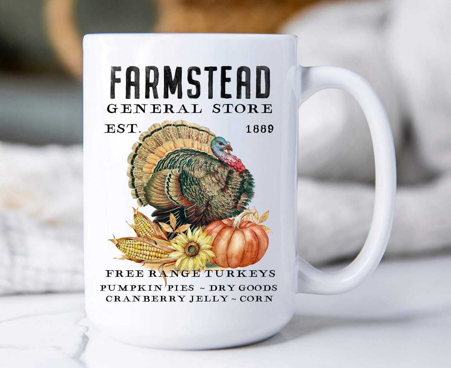 Farmstead General Store Turkeys Pies Coffee Mugs