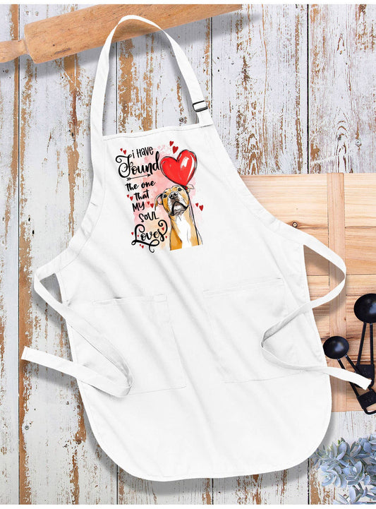 Dog Boxer Found My Love Valentine Apron