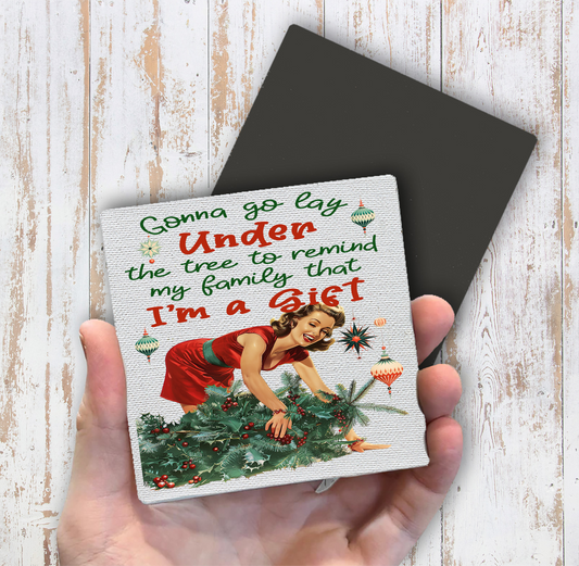 Christmas Funny I am the Gift Magnet Fridge (Set of 2)