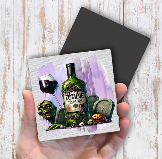 Halloween Zombie Zinfandel Magnet Fridge (Set of 2)