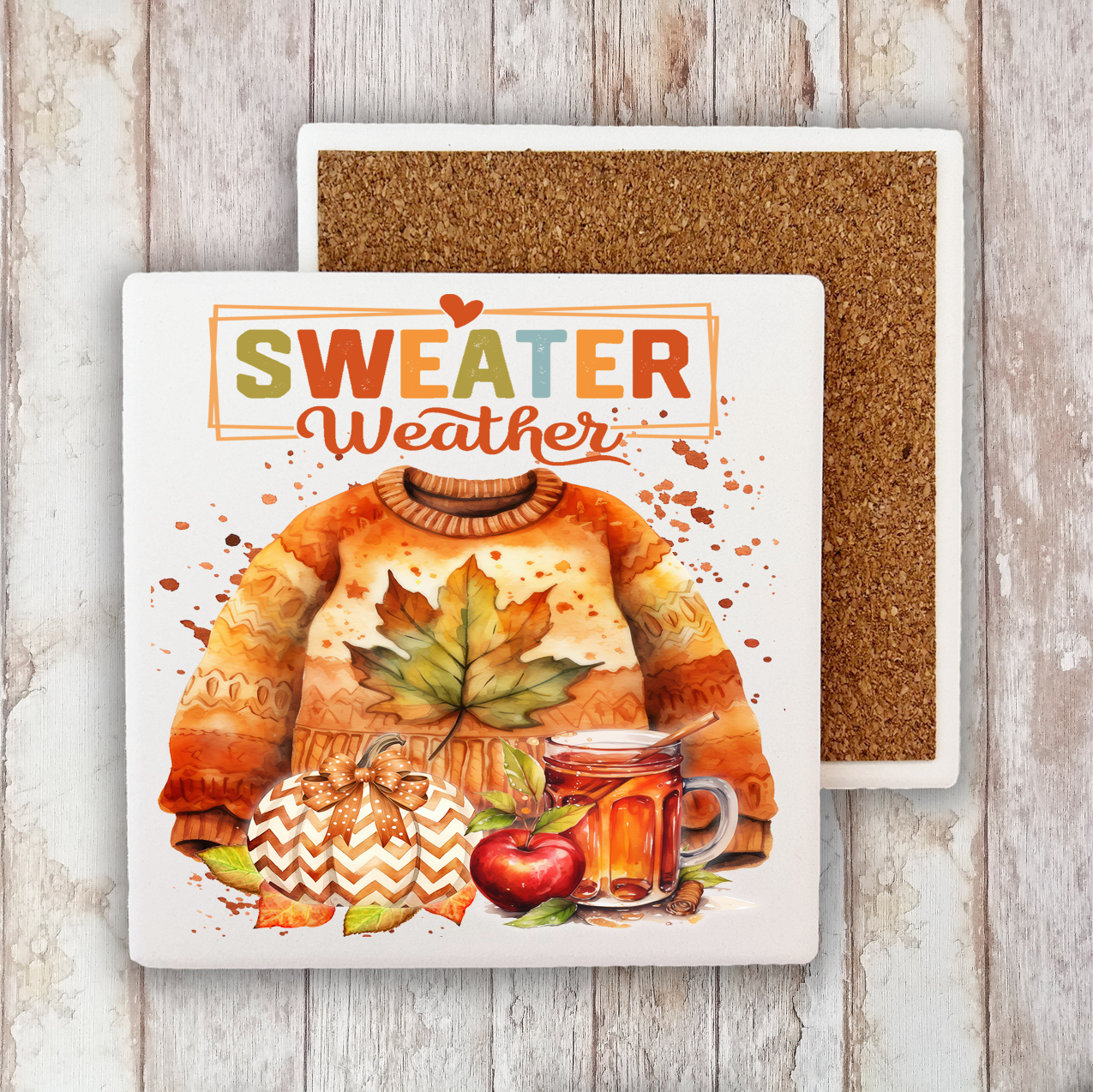 Fall Sweater Weather Stone Coaster (Set of 2)