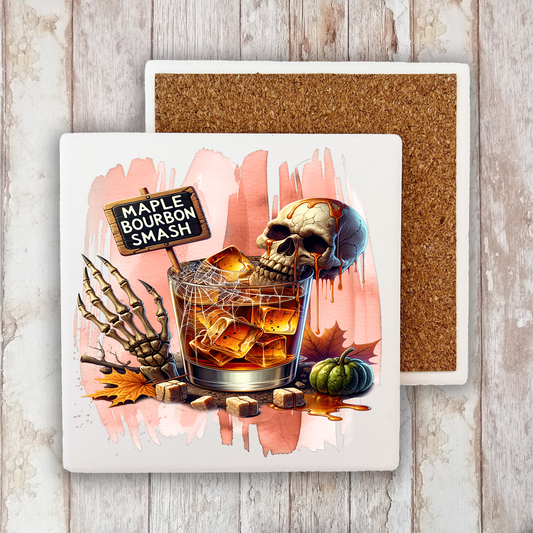 Halloween Maple Bourbon Smash Stone Coaster (Set of 2)
