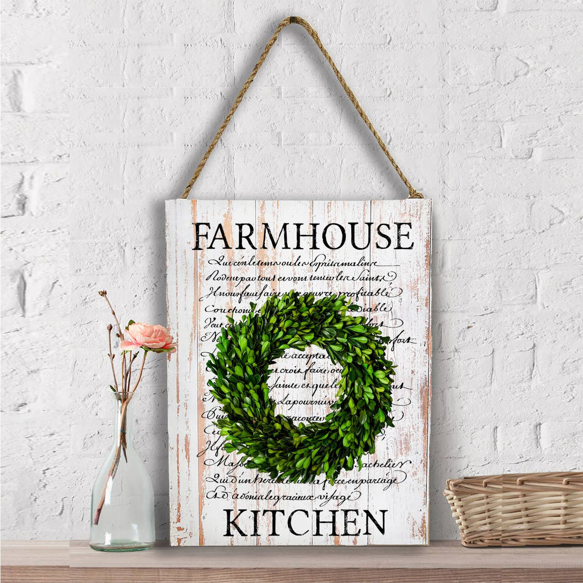 Farmhouse  Boxwood Wreath Wall Decor
