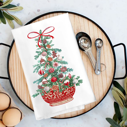 Christmas Chinoiserie Christmas Tree Tea Towel