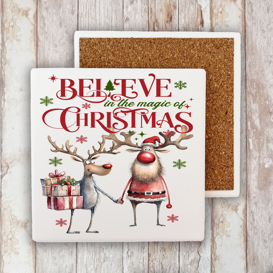 Believe in the magic of Christmas Stone Coaster (Set of 2)