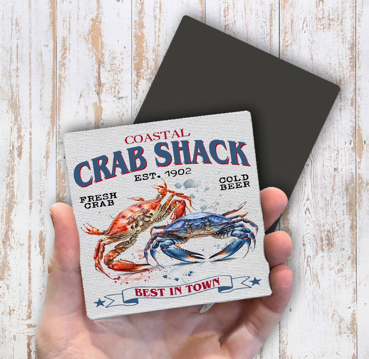 Coastal Beach Crab Shack Magnet Fridge - Sets of 2