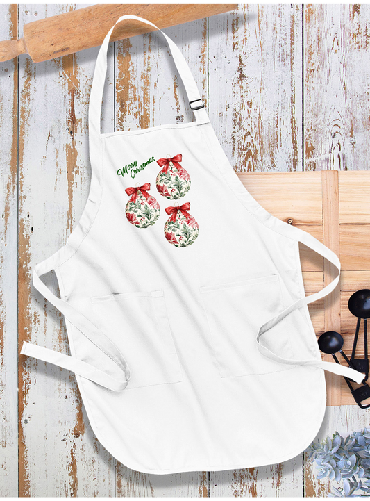 Christmas Water Toile Ornaments Apron