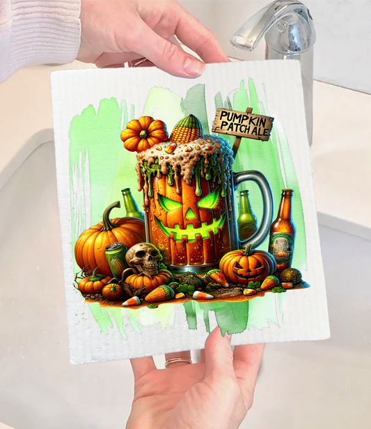 Halloween Pumpkin Patch Ale Swedish Dishcloth (Set of 2)