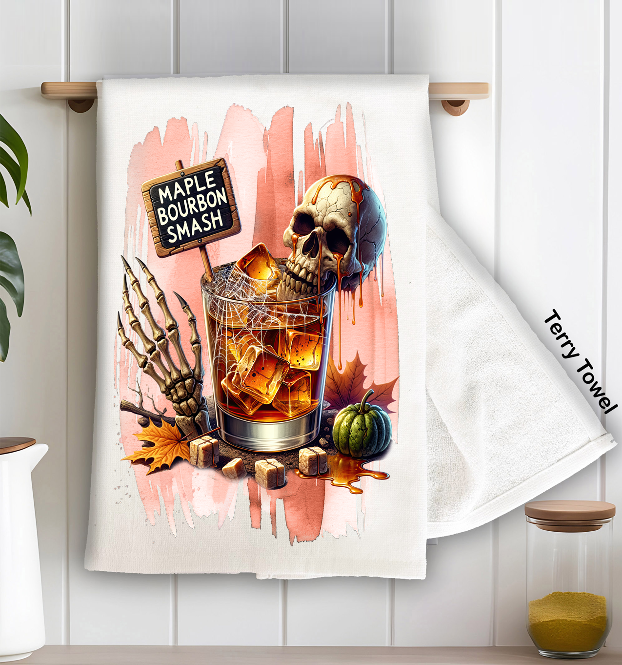 Halloween Maple Bourbon Smash Kitchen Terry Towel