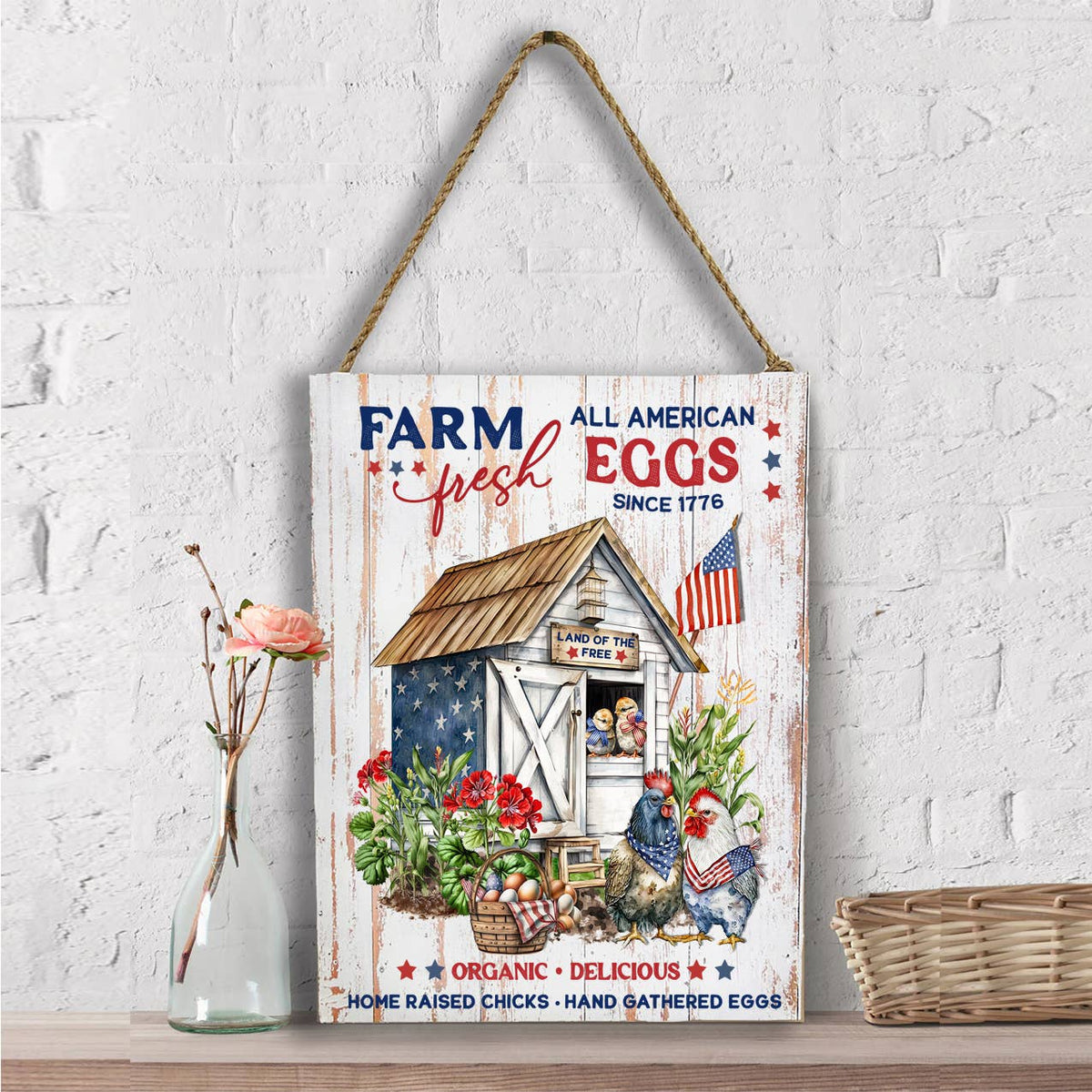 Farmhouse 4th of July Patriotic Chicken Coop Wall Decor