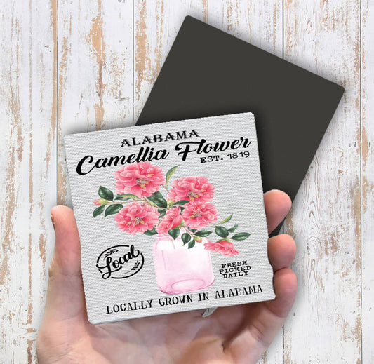 Alabama State Flower Camellia Souvenir Magnet Fridge - Sets of 2