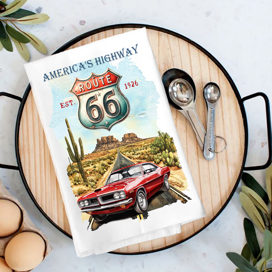 Route 66 America's Highway  Tea Towel
