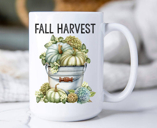 Fall Harvest Pumpkins Hydrangea Coffee Mugs