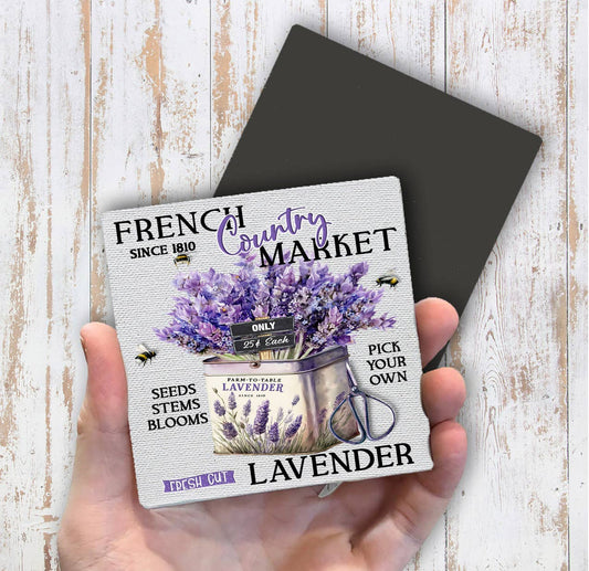 French Country Lavender Market Magnet Fridge - Sets of 2