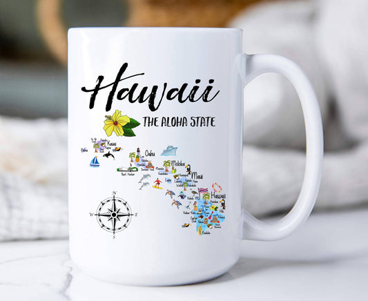 Hawaii State Map Souvenir  Coffee Mug