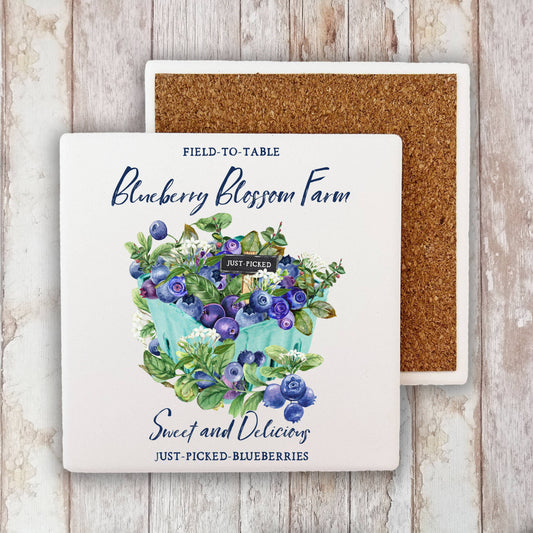 Blueberry Country Farm Fruit  Stone Coaster