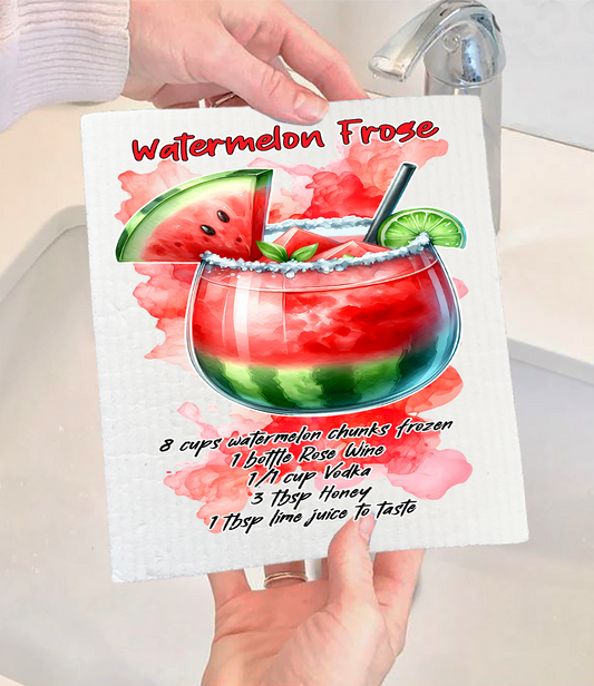 Summer Cocktail Watermelon Frose Swedish Dishcloth (Set of 2)