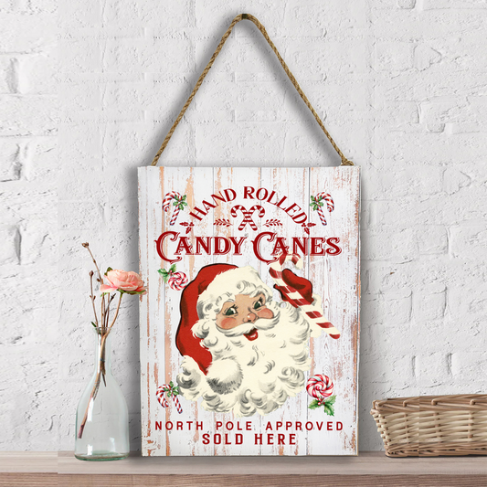 Christmas Candy Cane Vintage Santa Wall Decor