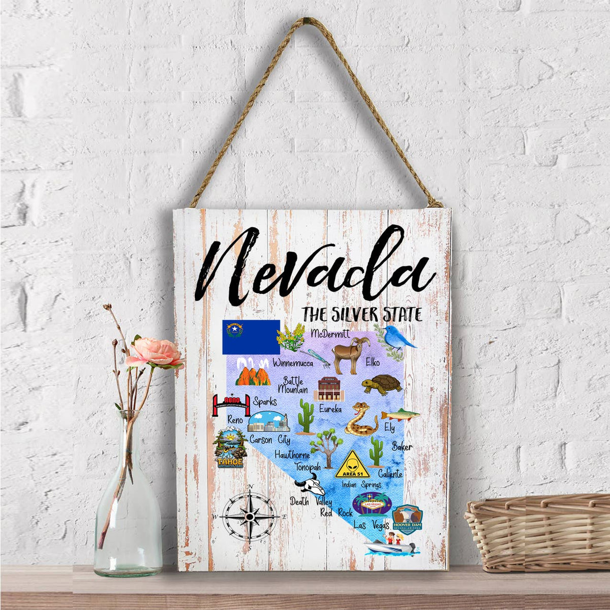 Nevada State Map Souvenir  Wall Decor