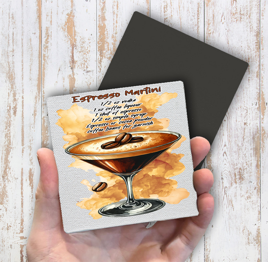 Summer Cocktail Espresso Martini Magnet Fridge (Set of 2)