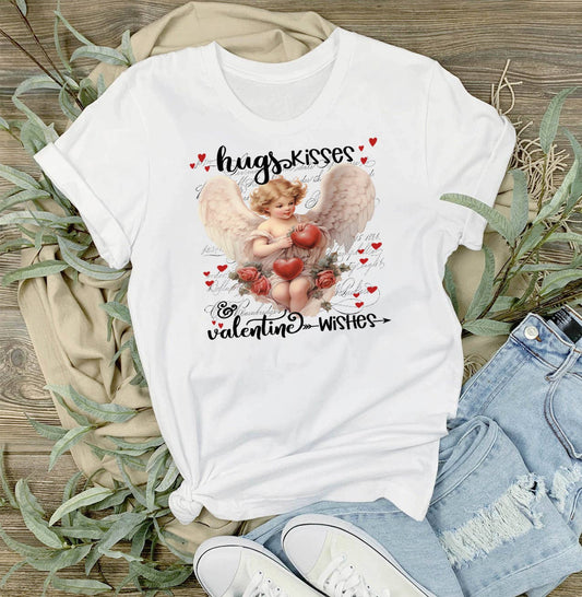 Vintage Angel Cupid Jugs Kisses Valentine T-Shirt