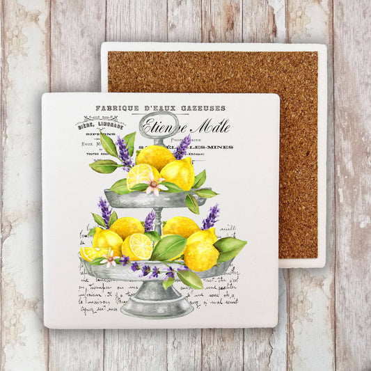 Lemons and Lavender 2 Tier Tray  Stone Coaster