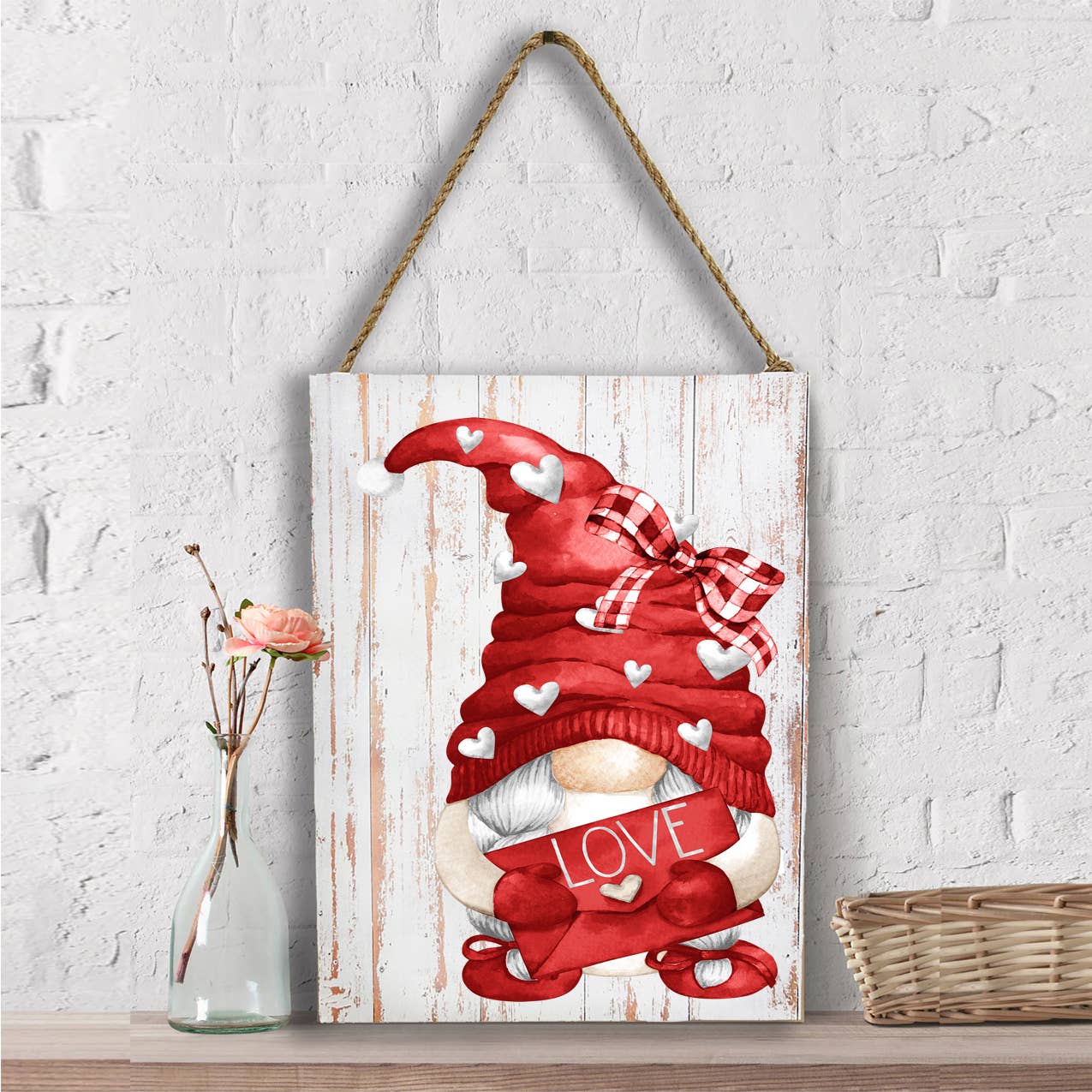 Valentine Red Gnome Love Wall Decor