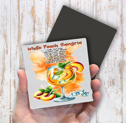 Summer Cocktail Peach Sangria Magnet Fridge (Set of 2)