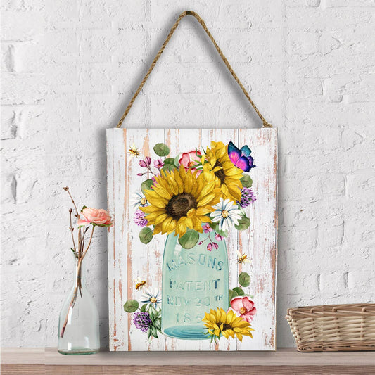 Country Mason Jar Sunflowers Wall Decor