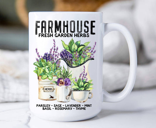 Farmhouse Fresh Garden Basil, Parsely Herbs  Coffee Mugs